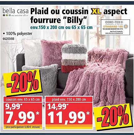plaid ou coussin xl aspect fourrure "billy" bella casa