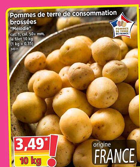 pommes de terre de consommation brossées "mélodie"