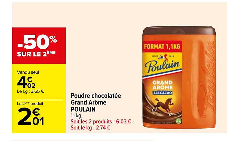 poudre chocolatée grand arôme poulain