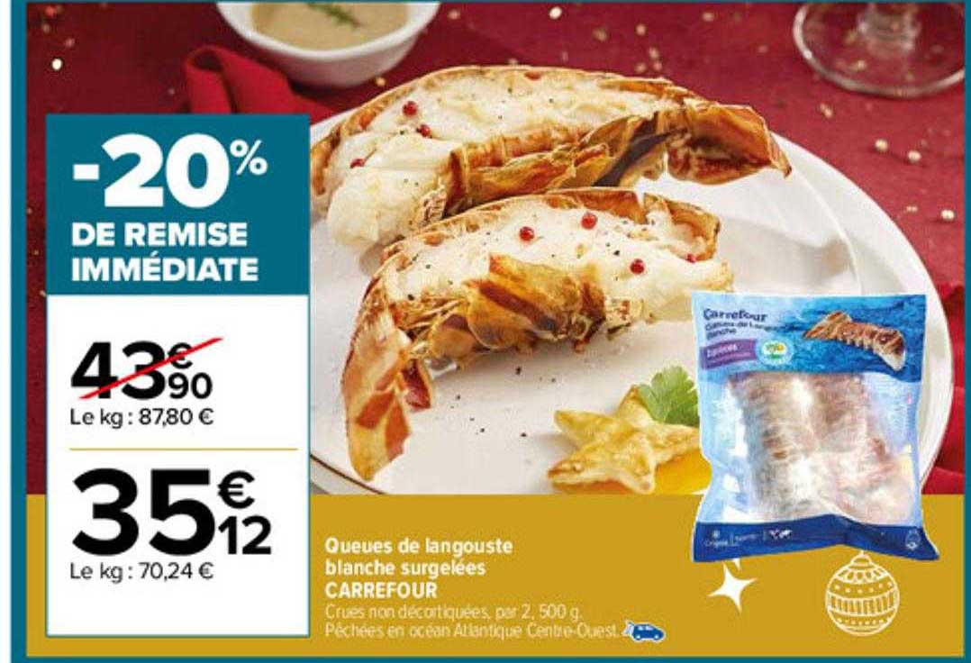 queues de langouste blanche surgelées carrefour