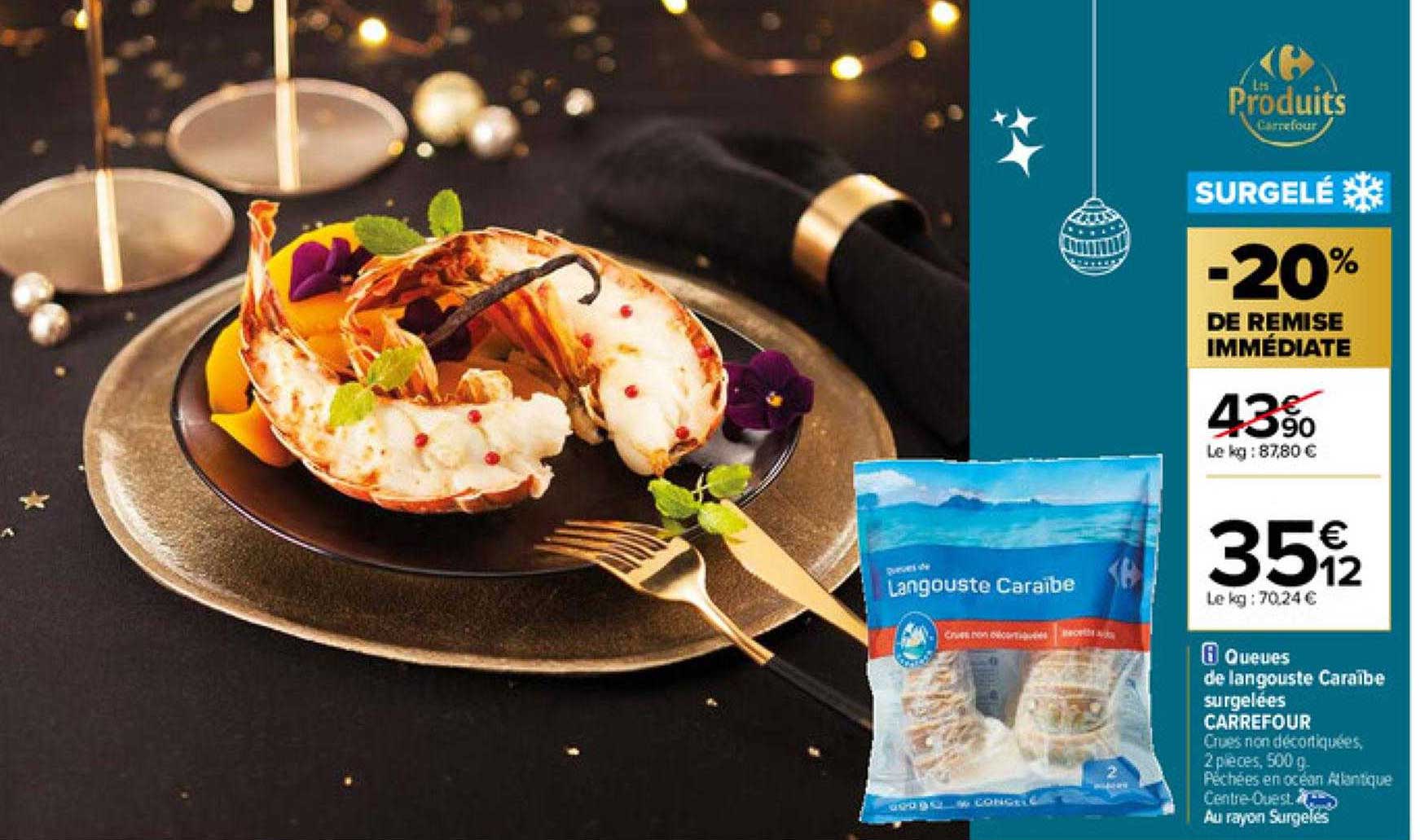 queues de langouste caraïbe surgelées carrefour