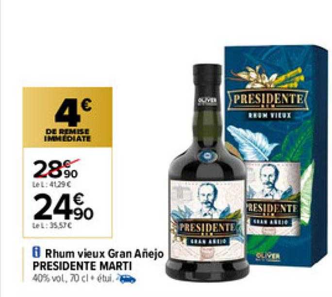 rhum vieux gran añejo présidente marti