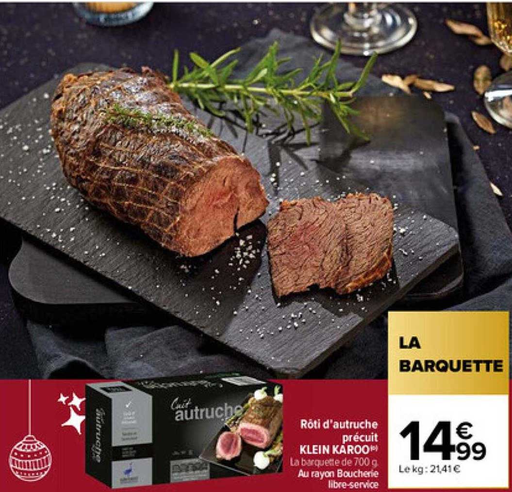 rôti d'autruche précuit klein karoo