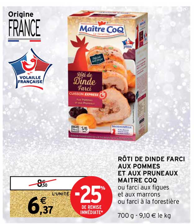 rôti de dinde farci aux pommes et aux pruneaux maître coq