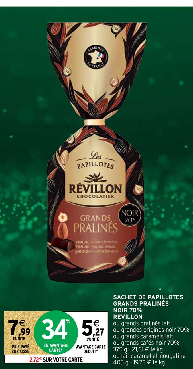 Sachet De Papillotes Grands Pralinés Noir 70% Révillon