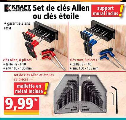 set de clés allen ou clés étoile kraft werkzeuge