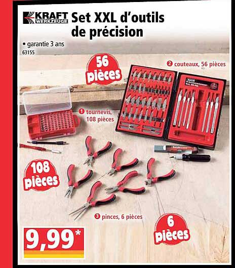 set xxl d'outils de précision kraft werkzeuge