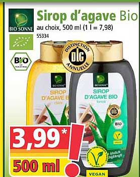 sirop d'agave bio bio sonne