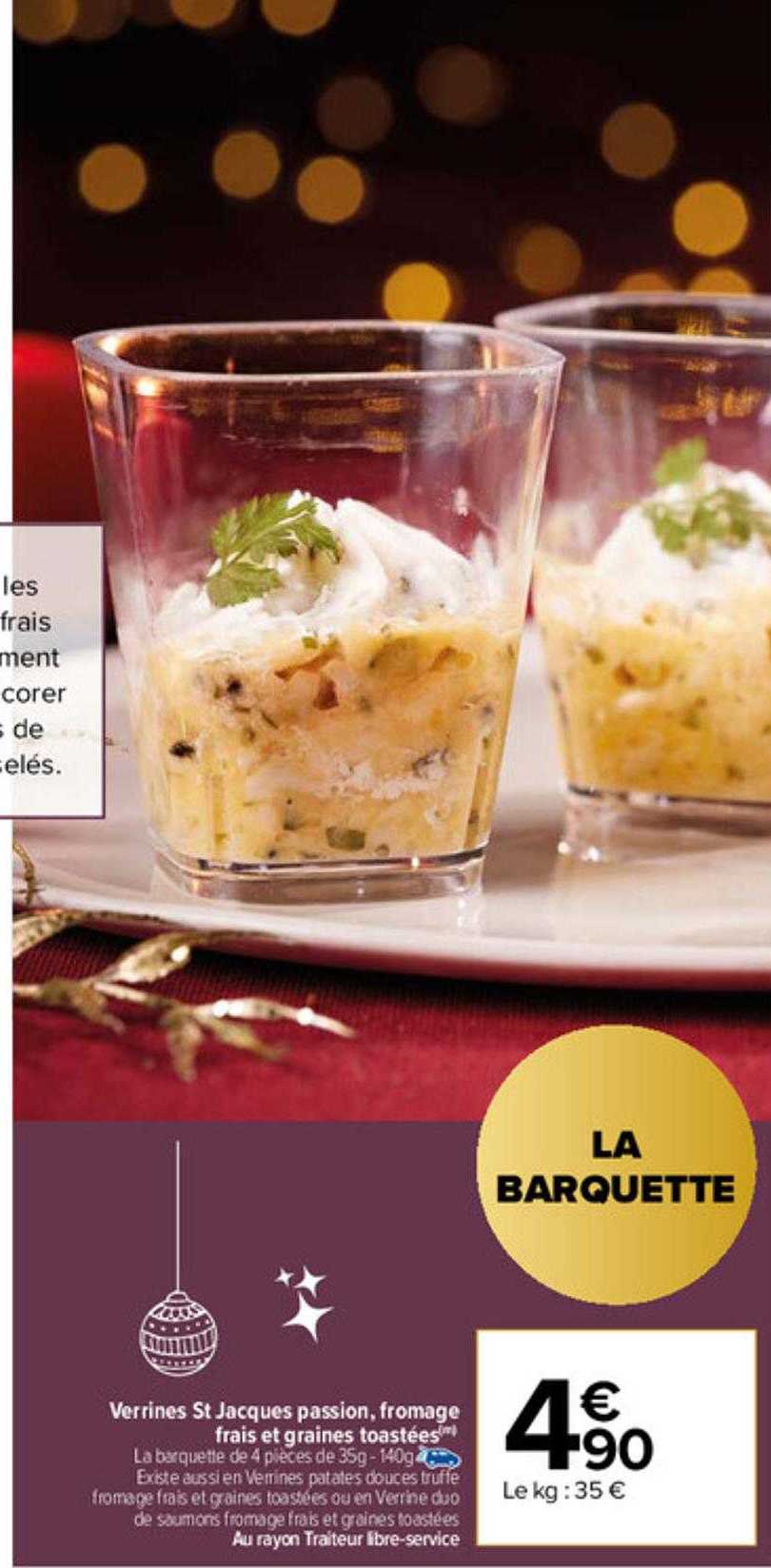 verrines st jacques passion, fromage frais et graines toastées