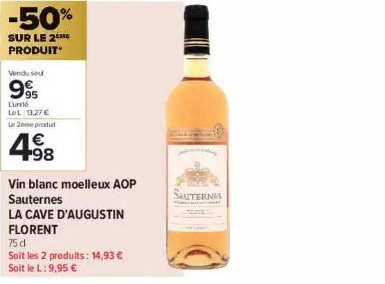 vin blanc moelleux aop sauternes la cave d'augustin florent