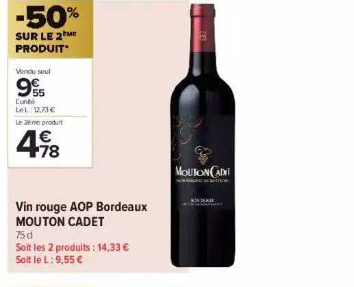 Vin Rouge Aop Bordeaux Mouton Cadet