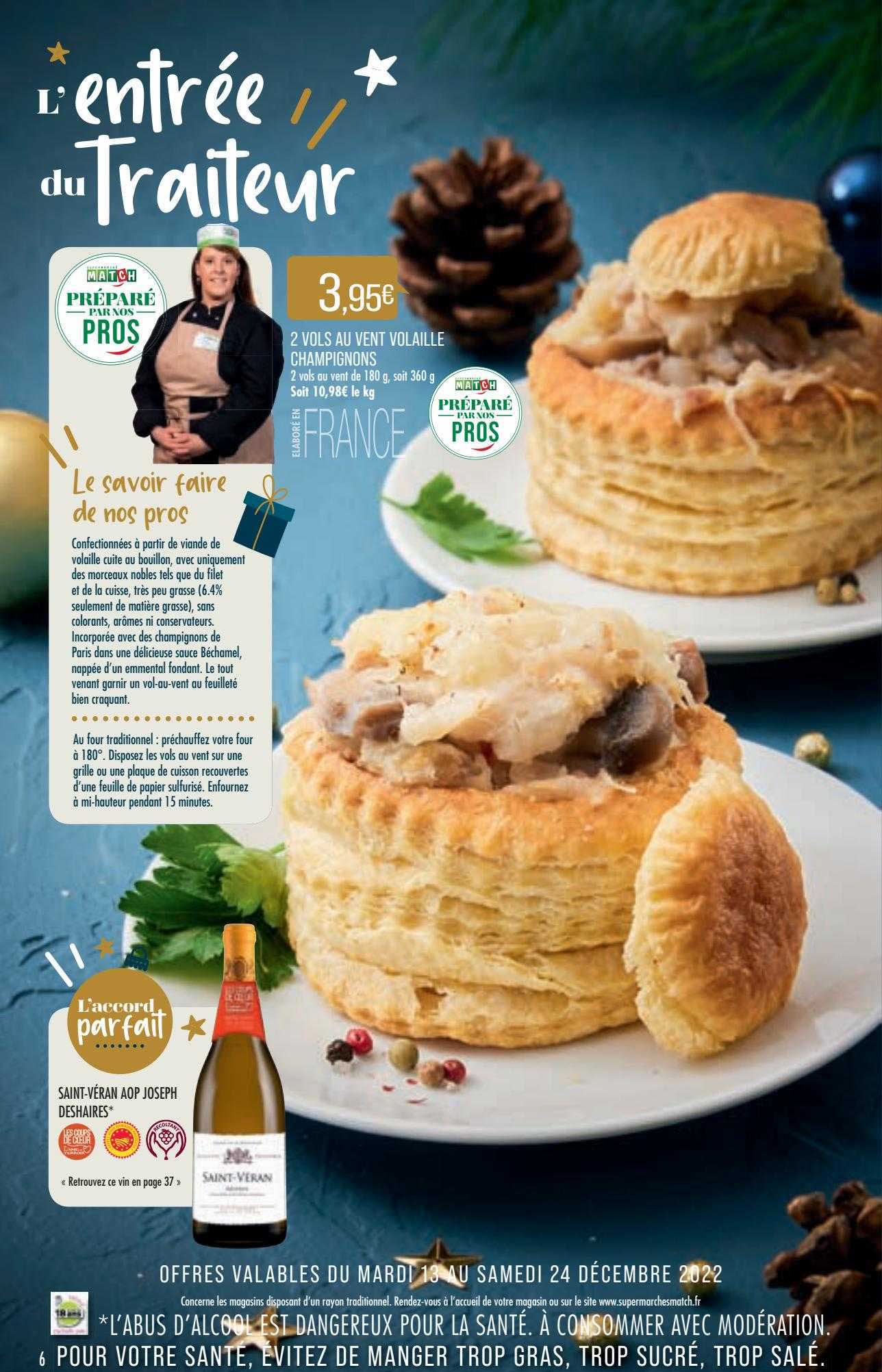 2 vols au vent volaille champignons, saint-véran aop joseph deshaires