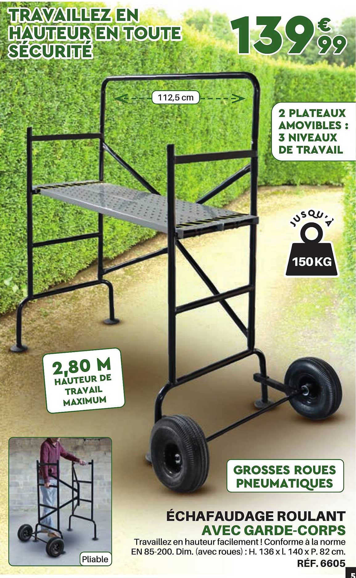 échafaudage roulant avec garde-corps