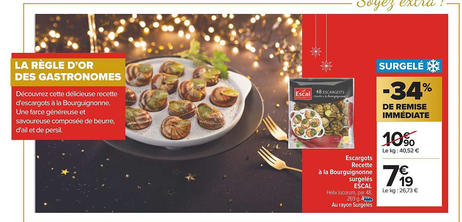 escargots recette à la bourguignonne surgelés escal