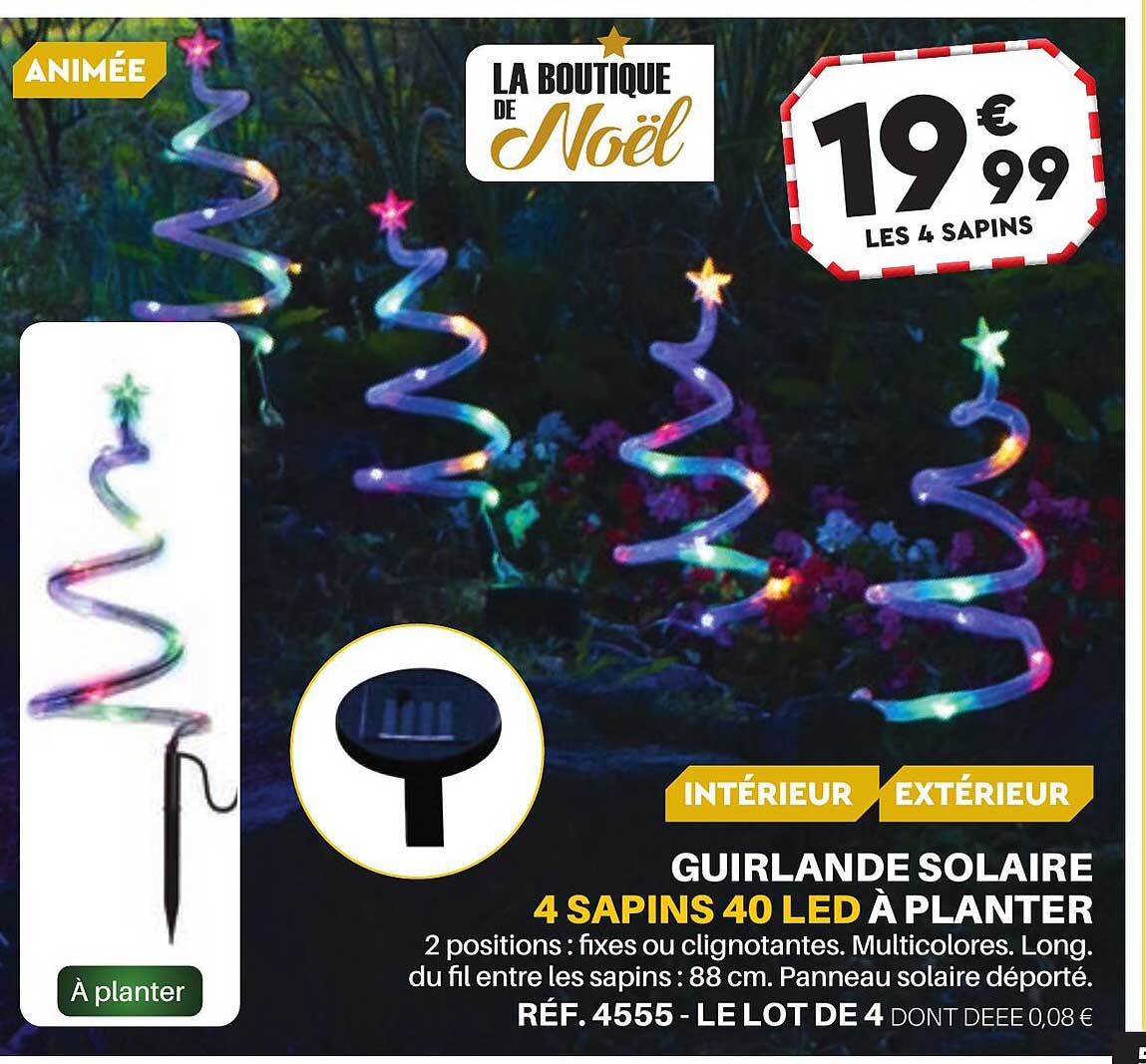 guirlande solaire 4 sapins 40 led à planter