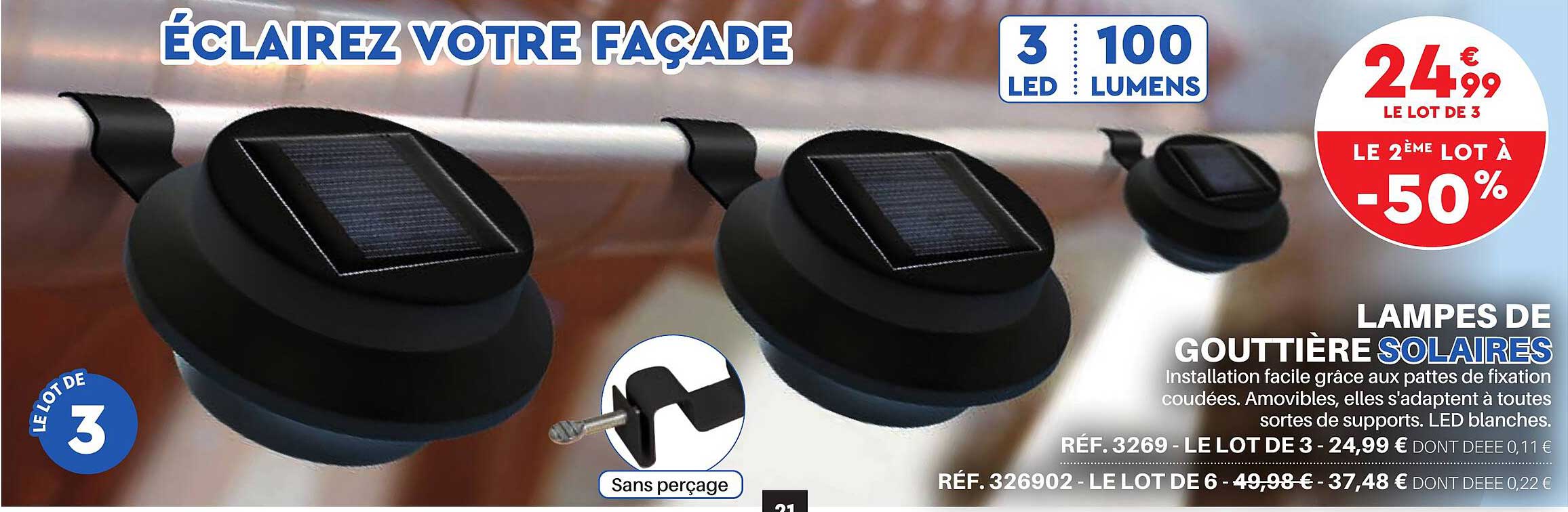 lampes de gouttière solaire
