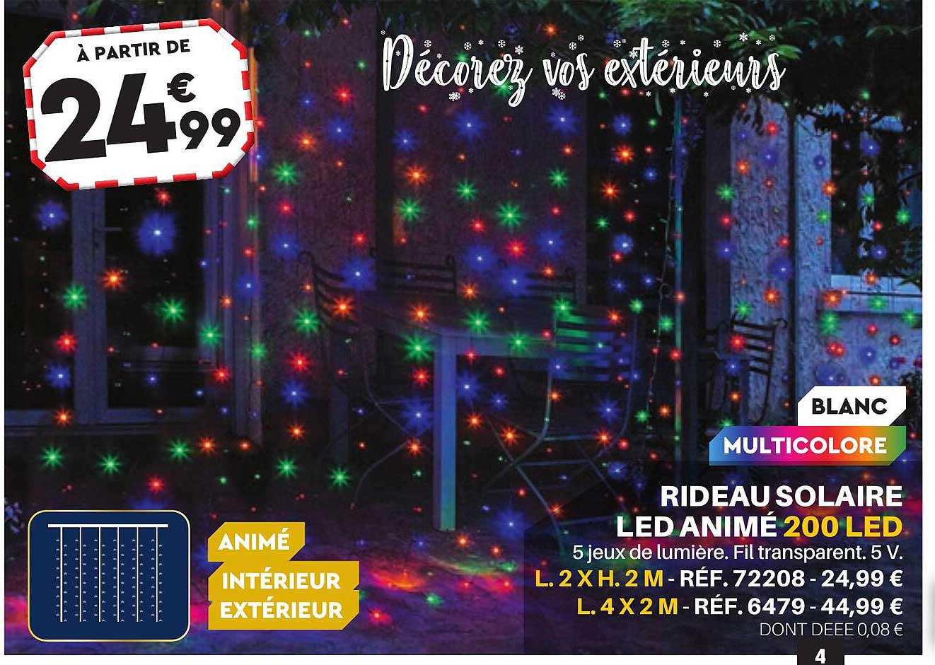 rideau solaire led animé 200 led