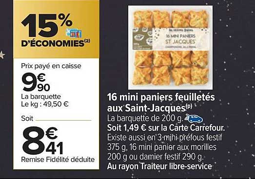 16 Mini Paniers Feuilletés Aux Saint-jacques