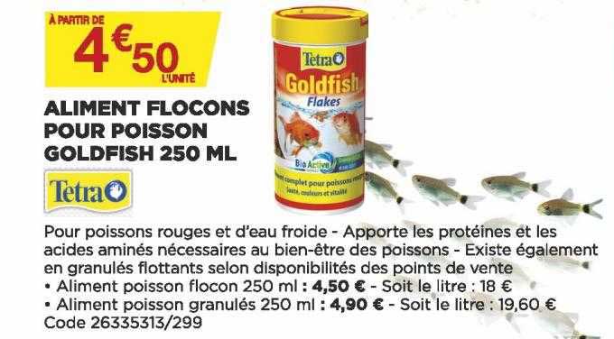 aliment flocons pour poisson goldfish 250ml tetra