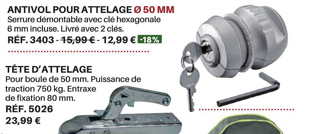 antivol pour attelage ø 50 mm, tête d'attelage