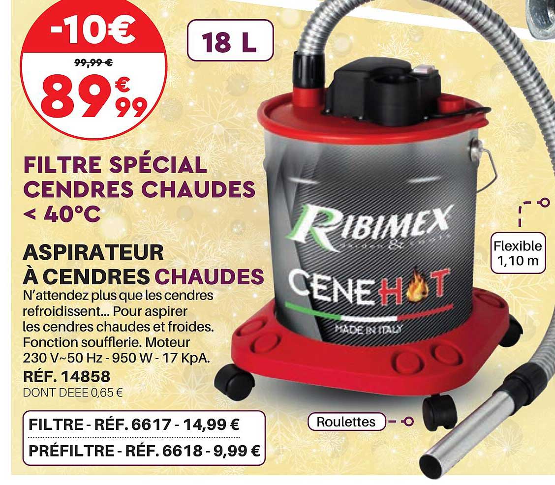 aspirateur à cendres chaudes ribimex