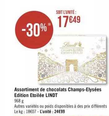 assortiment de chocolats champs-élysées édition étoilée lindt