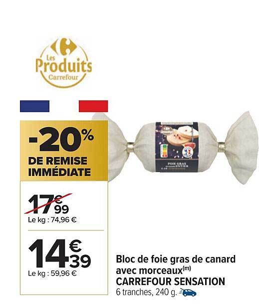 Bloc De Foie Gras De Canard Avec Morceaux Carrefour Sensation