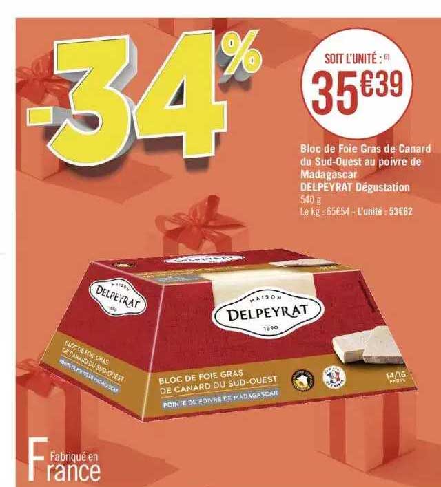 bloc de foie gras de canard du sud-ouest au poivre de madagascar delpeyrat dégustation