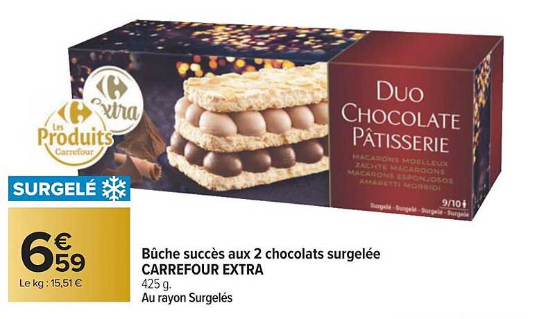 bûche succès aux 2 chocolats surgelée carrefour extra
