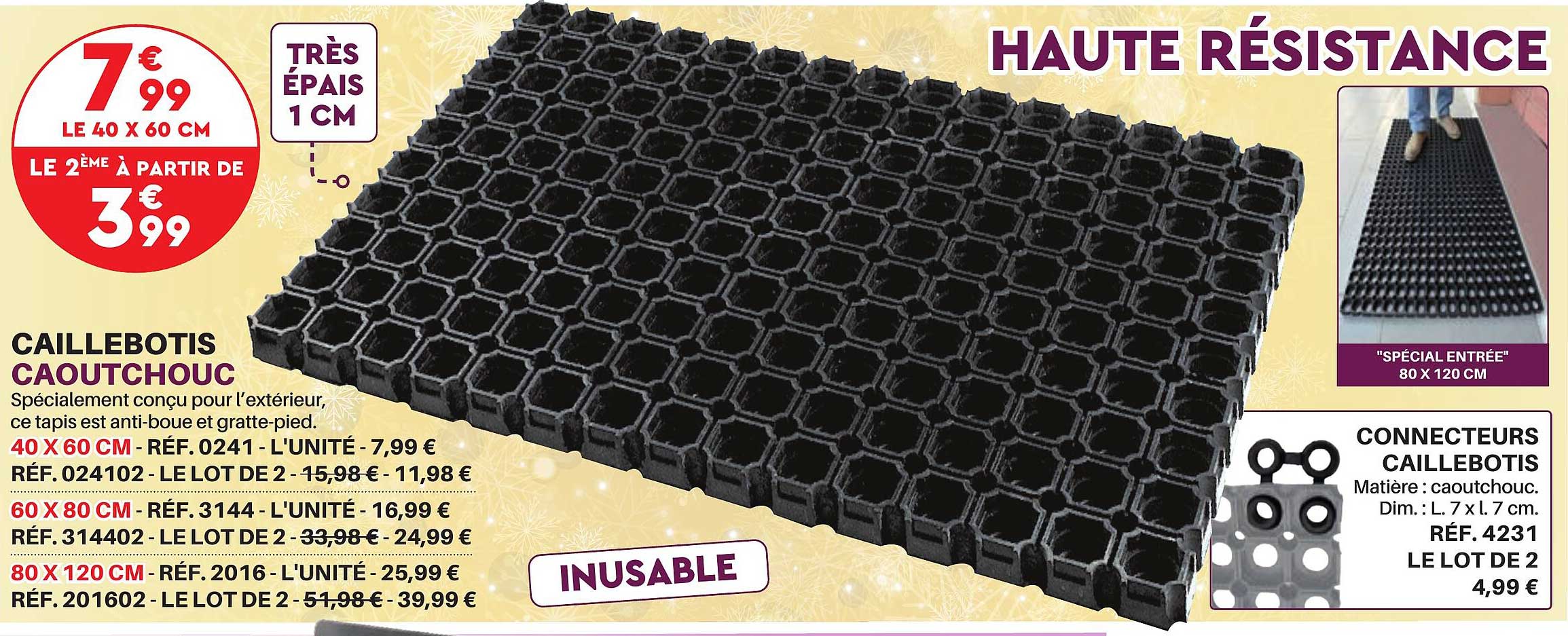 caillebotis caoutchouc, connecteurs caillebotis