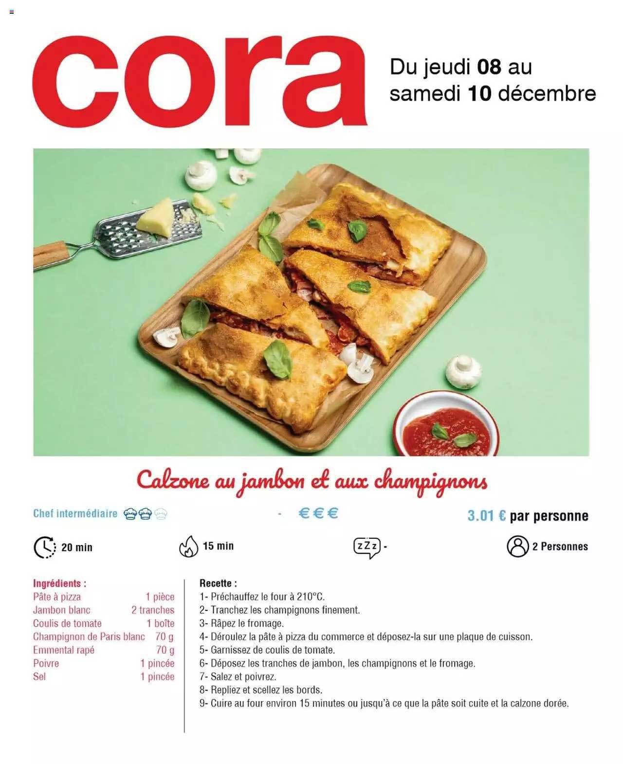 calzone au jambon et aux champignons