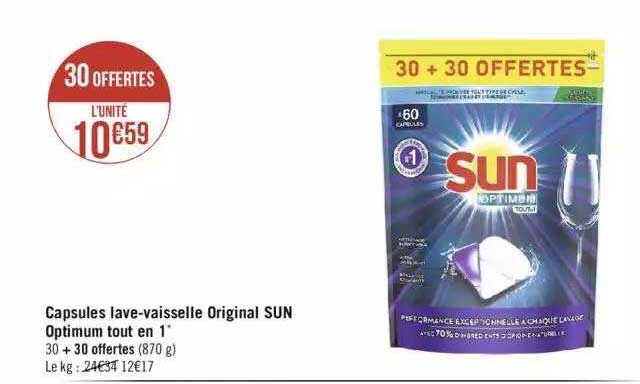 capsules lave-vaisselle original sun optimum tout en 1