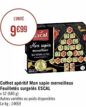 coffret apéritif mon sapin merveilleux feuilletés surgelés escal