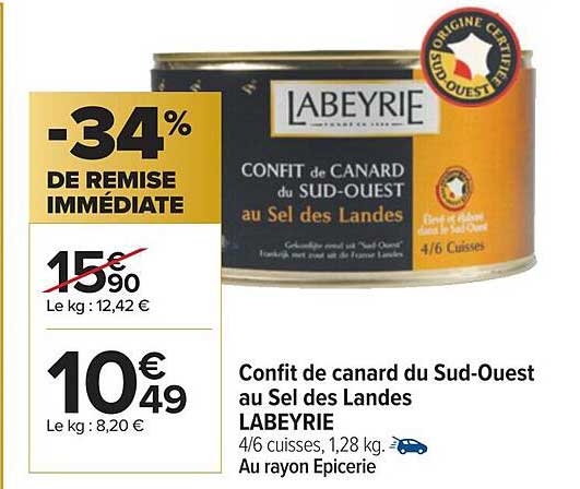 confit de canard du sud-ouest au sel des landes labeyrie