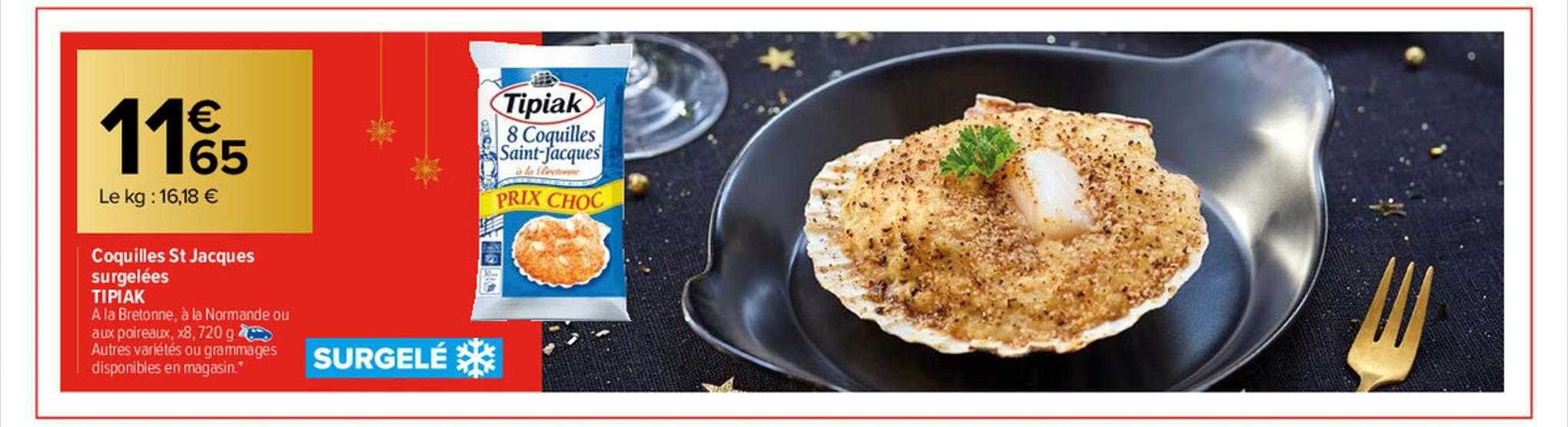 coquilles st jacques surgelées tipiak