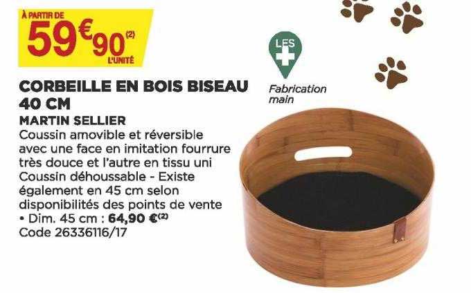 corbeille en bois biseau 40 cm martin sellier