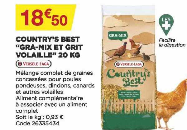 country's best "gra-mix et grit volaille" 20 kg versele-laga