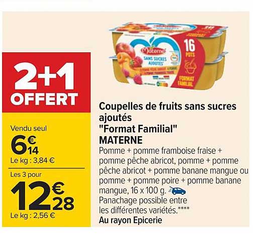 Coupelles De Fruits Sans Sucres Ajoutés "format Familial" Materne