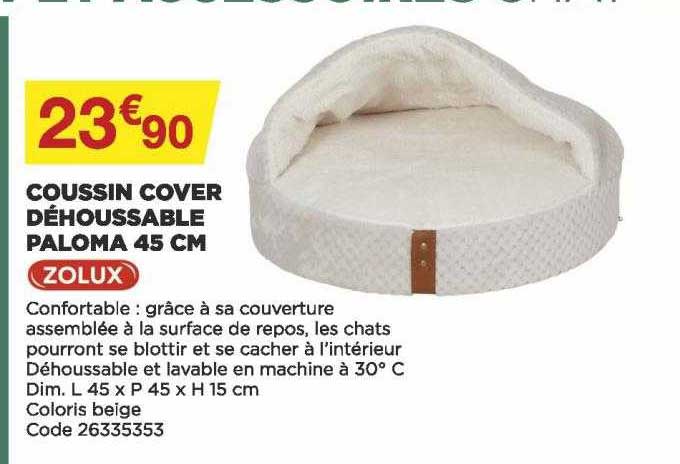 coussin cover déhoussable paloma 45 cm zolux