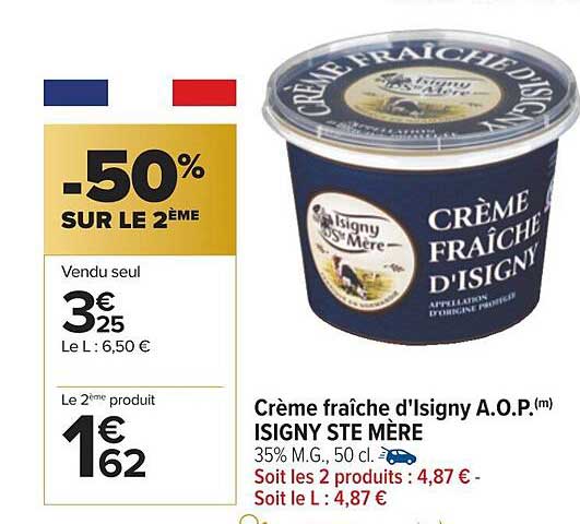 crème fraîche d'isigny a.o.p. isigny ste mère