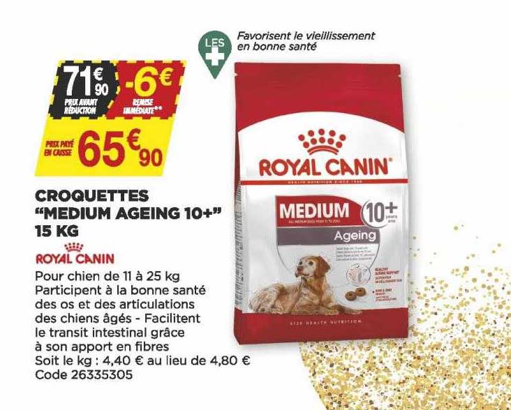 croquettes "medium ageing 10+" 15 kg royal canin