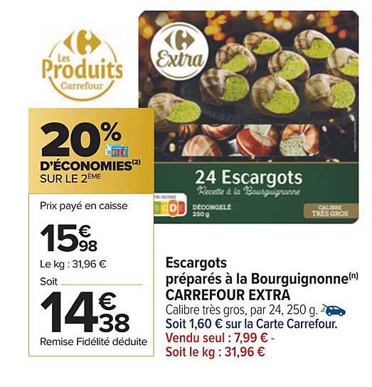 escargots préparés à la bourguignonne carrefour extra