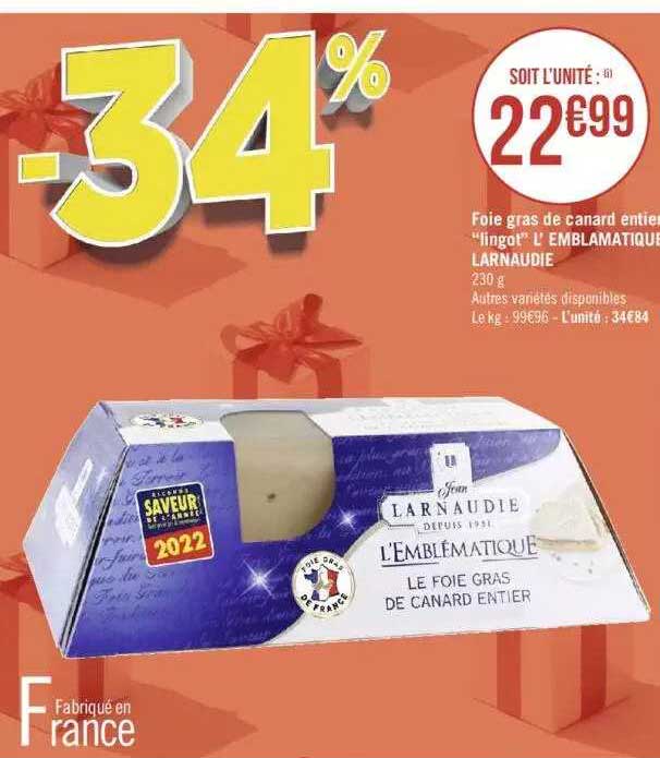 foie gras de canard entier "lingot" l’emblématique larnaudie