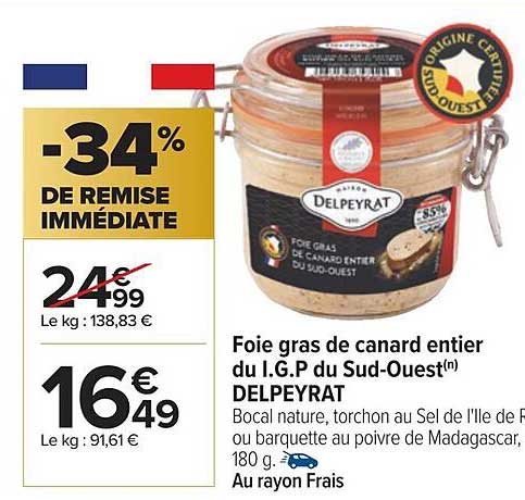 foie gras de canard entier du i.g.p. du sud-ouest delpeyrat