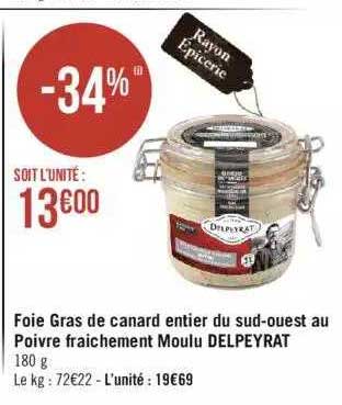 foie gras de canard entier du sud-ouest au poivre fraîchement moulu delpeyrat