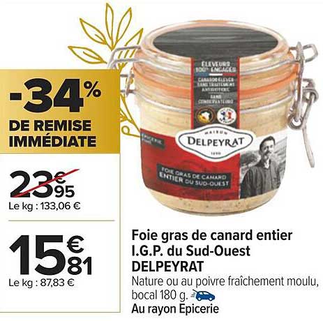 foie gras de canard entier i.g.p. du sud-ouest delpeyrat