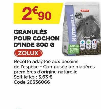 granulés pour cochon d'inde 800 g zolux