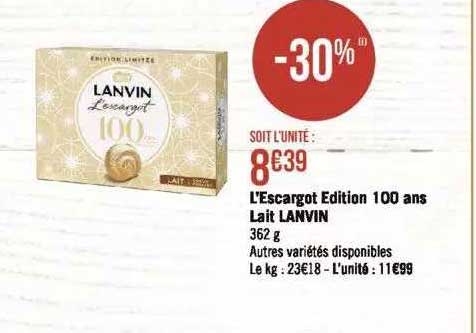 l'escargot édition 100 ans lait lanvin