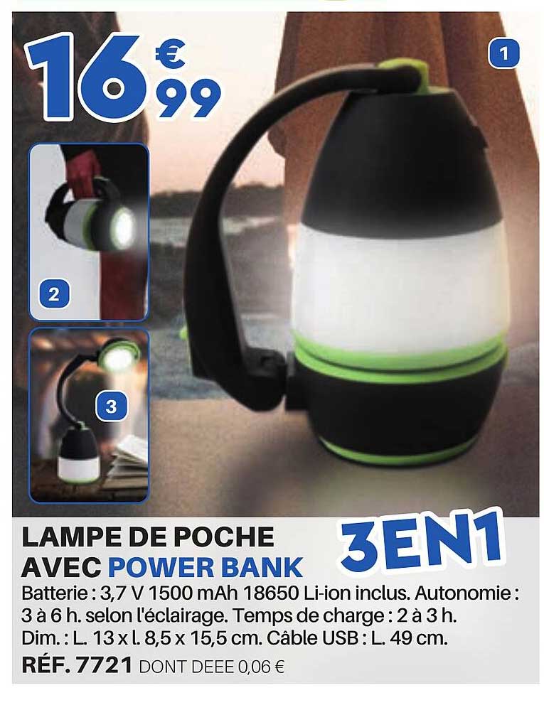lampe de poche avec power bank
