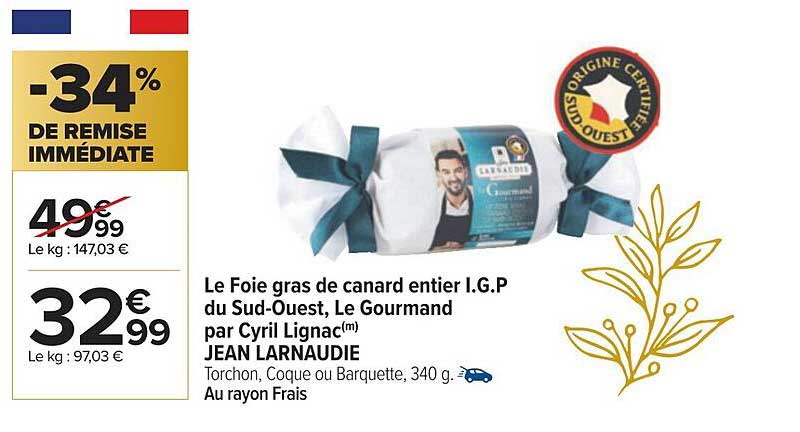 le foie gras de canard entier i.g.p. du sud-ouest, le gourmand par cyril lignac jean larnaudie